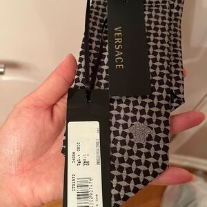 NWT Versace black gray neck tie
